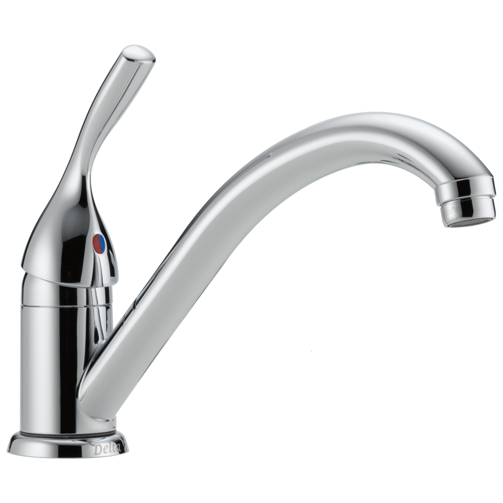 Delta 134 / 100 / 300 / 400 Series: Single Handle Kitchen Faucet - / Curve w/o Tab - D6 / Sta