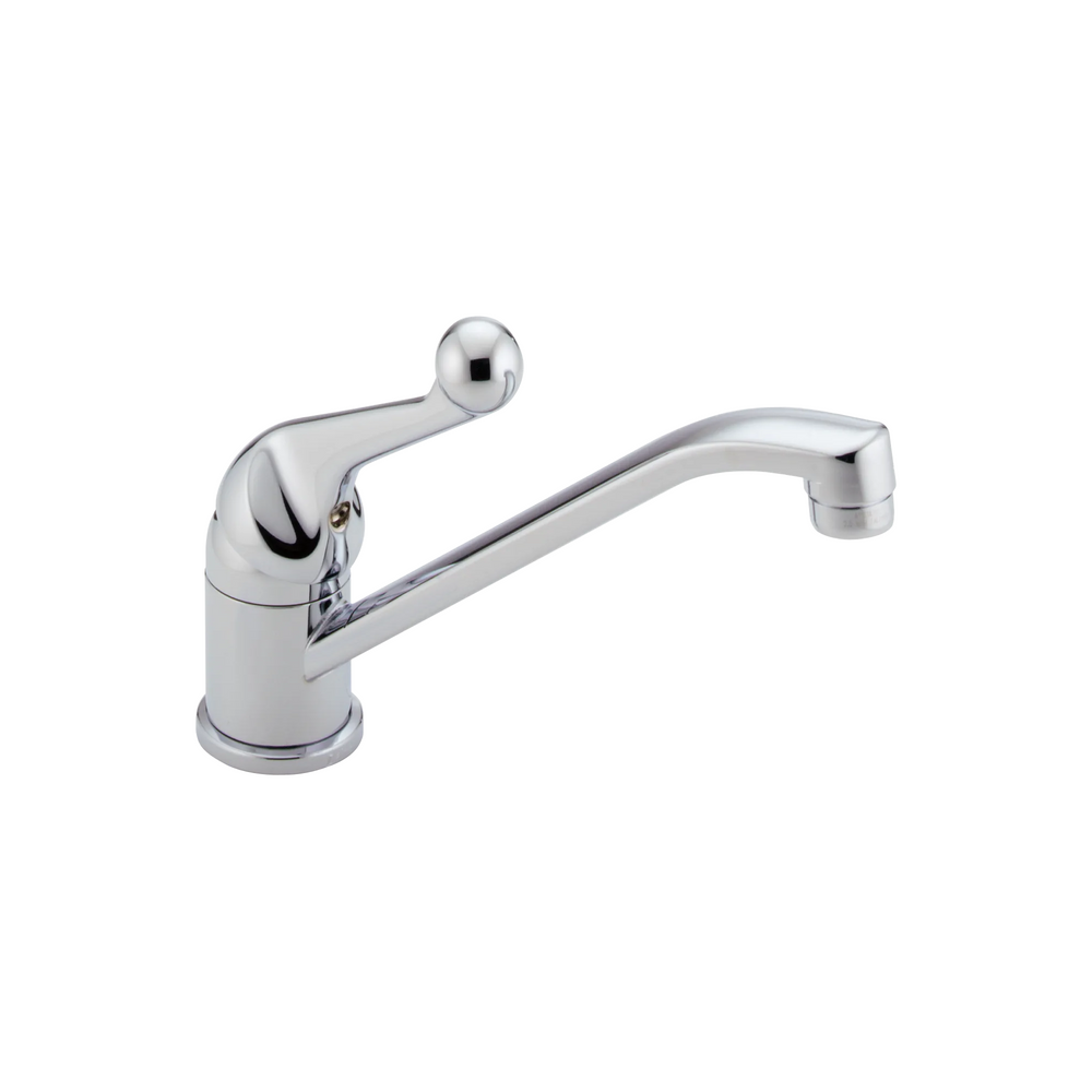 Delta 134 / 100 / 300 / 400 Series: Single Handle Kitchen Faucet - / Curve w/o Tab - D6 / Wit