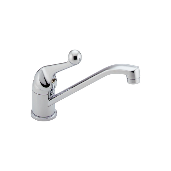 Delta 134 / 100 / 300 / 400 Series: Single Handle Kitchen Faucet - / Curve w/o Tab - D6 / Wit