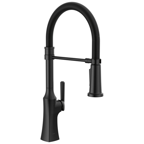 Delta Ermelo: Single Handle Pull-Down Spring Kitchen Faucet - / Curve w/o Tab - D6 / Sta