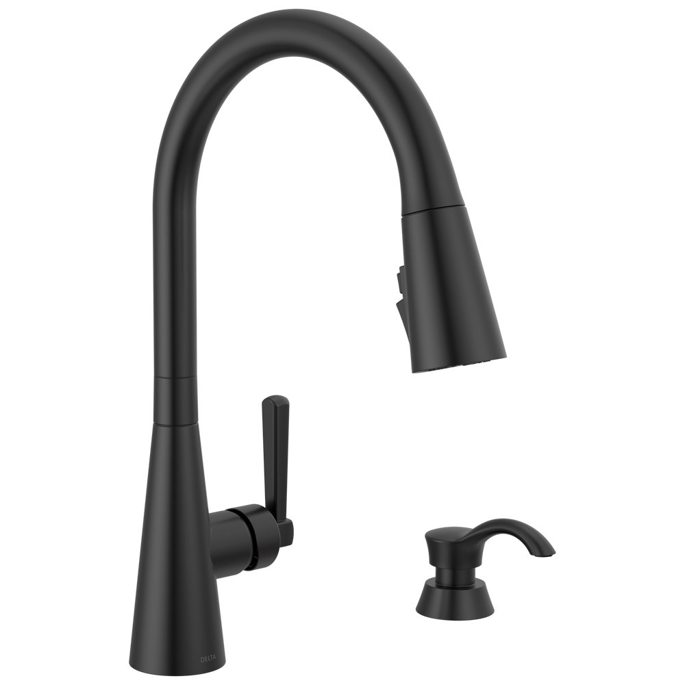 Delta Boyd: Single Handle Pull-Down Kitchen Faucet with Soap Dispenser and ShieldSpray Technology -