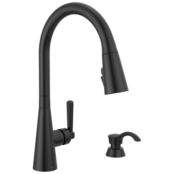 Delta Boyd: Single Handle Pull-Down Kitchen Faucet with Soap Dispenser and ShieldSpray Technology -