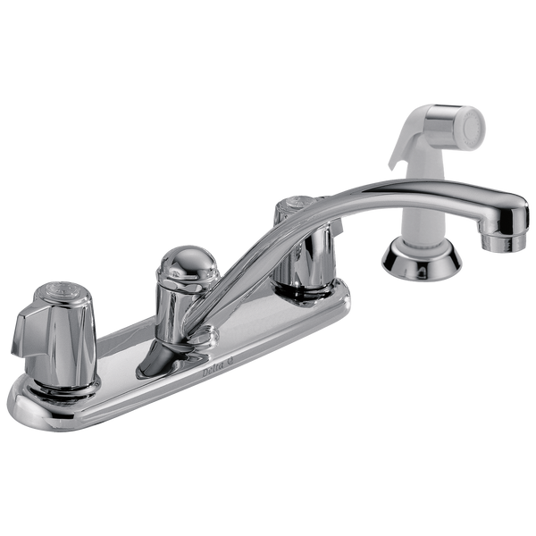 Delta 2100 / 2400 Series: Two Handle Kitchen Faucet with Spray - / Curve w/o Tab - D11/D6 / S