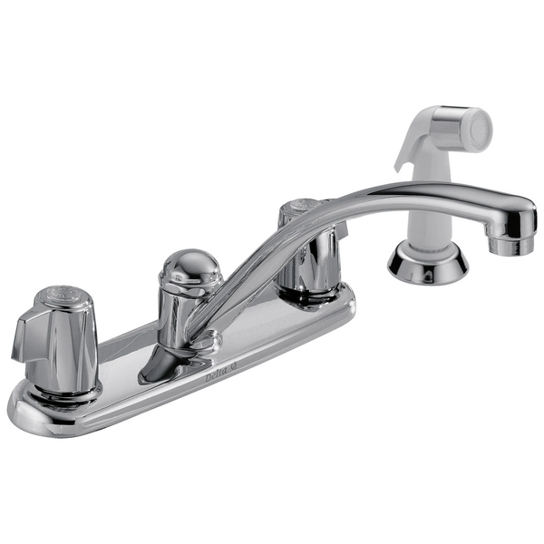 Delta 2100 / 2400 Series: Two Handle Kitchen Faucet with Spray - / Curve w/o Tab - D11/D6 / S