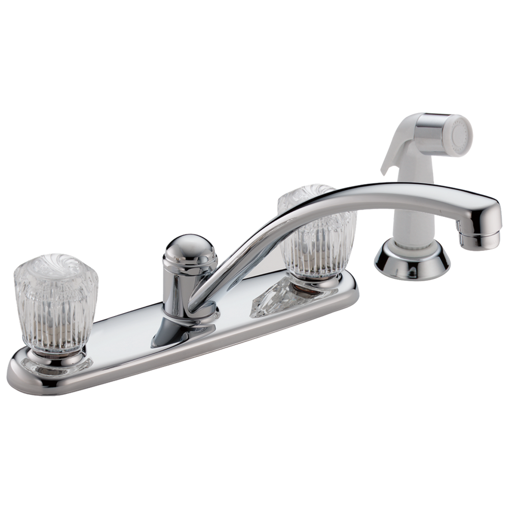 Delta 2100 / 2400 Series: Two Handle Kitchen Faucet with Spray - / Curve w/o Tab - D11 / Stan