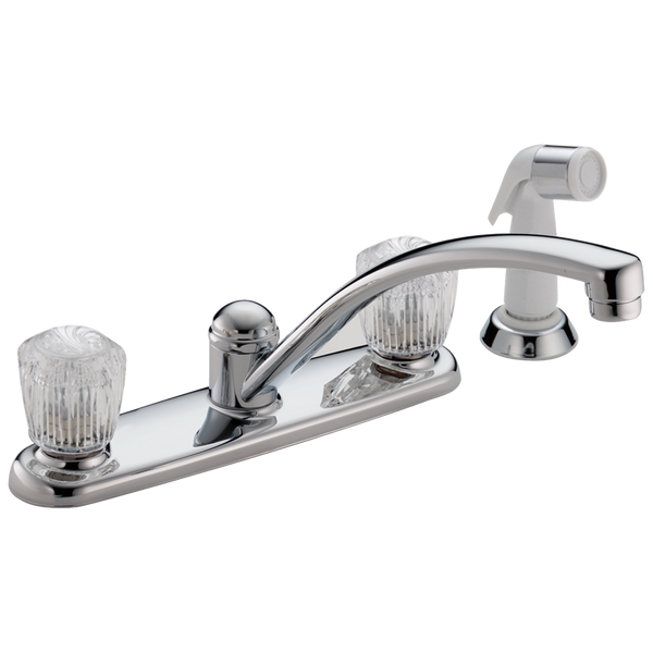Delta 2100 / 2400 Series: Two Handle Kitchen Faucet with Spray - / Curve w/o Tab - D11 / Stan