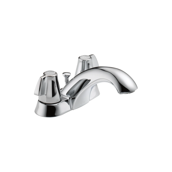 Delta Classic: Two Handle Centerset Bathroom Faucet - / Curve w/o Tab - D6 / Metal Pop-Up Dra
