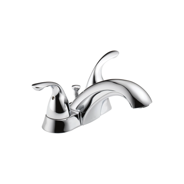Delta Classic: Two Handle Centerset Bathroom Faucet - / Curve w/o Tab - D6 / Metal Pop-Up Dra