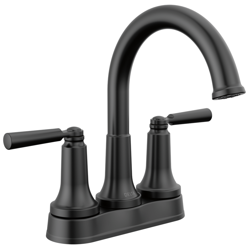Delta Saylor: Two Handle Centerset Bathroom Faucet - / Curve w/o Tab - D6 / Metal Pop-Up