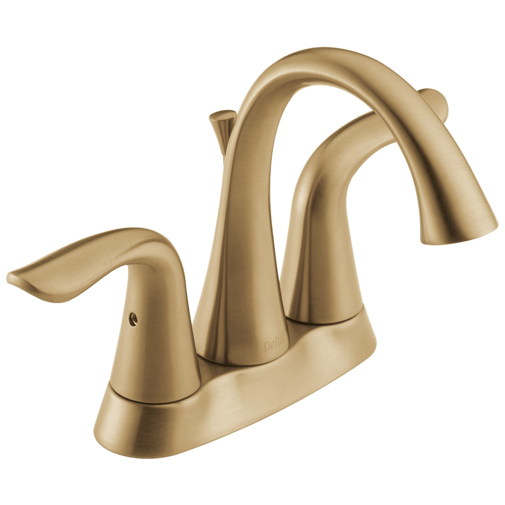 Delta Lahara: Two Handle Centerset Bathroom Faucet - / Curve w/o Tab - D6 / Metal P
