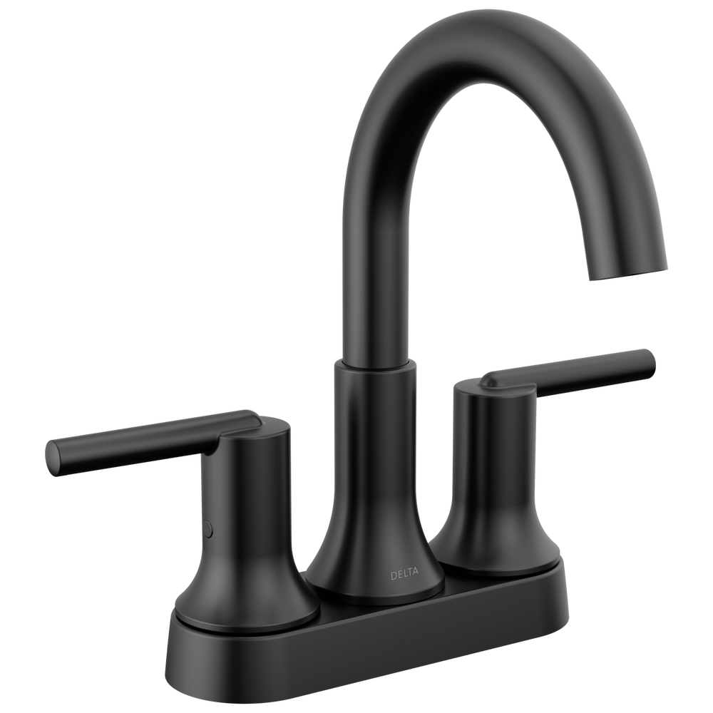 Delta Trinsic: Two Handle Centerset Bathroom Faucet - / Curve w/o Tab - D6 / Metal Pop-U