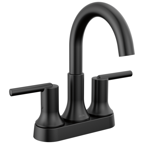 Delta Trinsic: Two Handle Centerset Bathroom Faucet - / Curve w/o Tab - D6 / Metal Pop-U