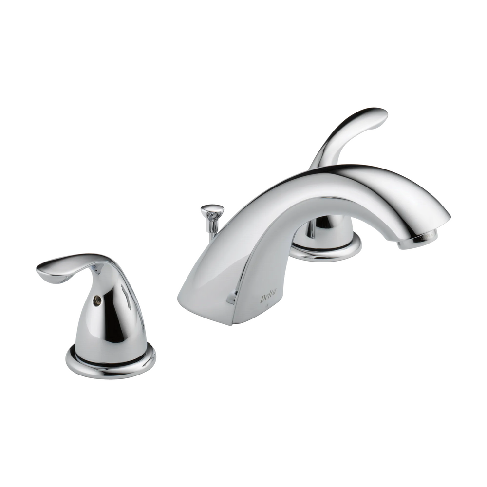Delta Classic: Two Handle Widespread Bathroom Faucet - / Curve w/o Tab - D11 / Metal Pop-Up D