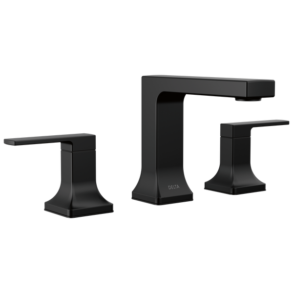 Delta Velum: Two Handle Widespread Bathroom Faucet - / Curve w/o Tab - D11 / Metal Pop-U