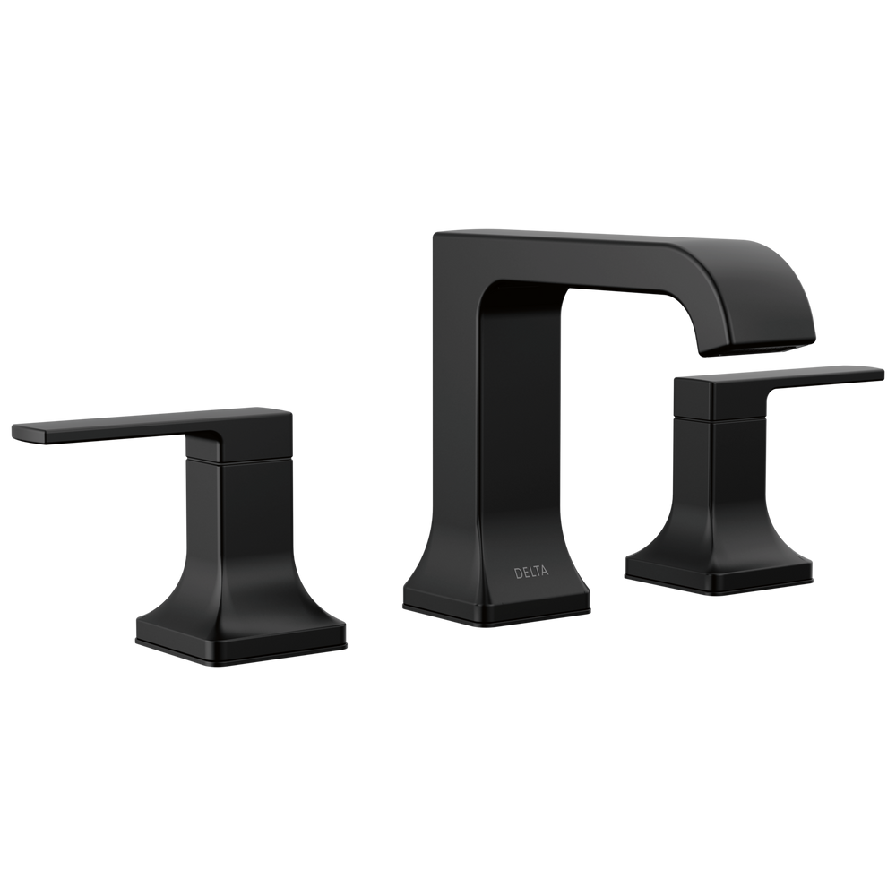 Delta Velum: Two Handle Widespread Bathroom Faucet - / Curve w/o Tab - D11 / Metal Pop-U