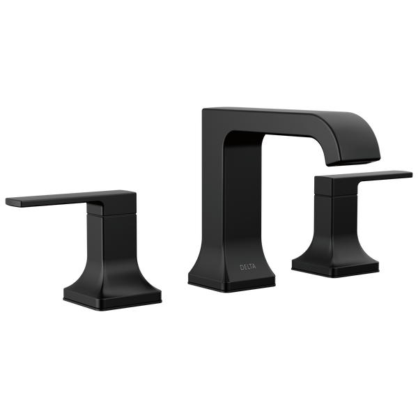 Delta Velum: Two Handle Widespread Bathroom Faucet - / Curve w/o Tab - D11 / Metal Pop-U