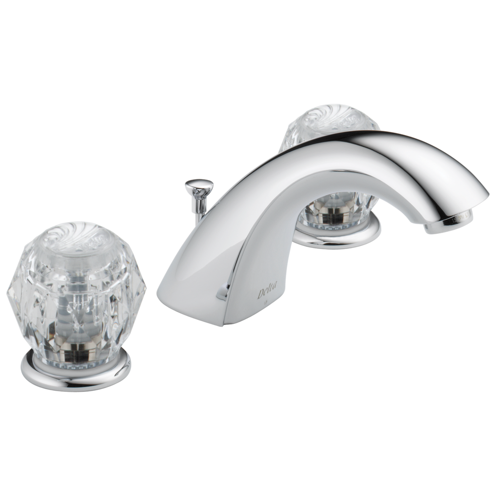 Delta Classic: Two Handle Widespread Bathroom Faucet - / Curve w/o Tab - D11 / Metal Pop-Up D