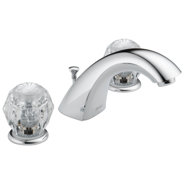 Delta Classic: Two Handle Widespread Bathroom Faucet - / Curve w/o Tab - D11 / Metal Pop-Up D