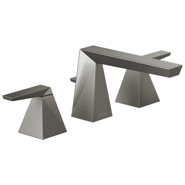 Delta Trillian: Two Handle Widespread Bathroom Faucet - Lumicoat Black Stainless / Curve w/o Tab - D