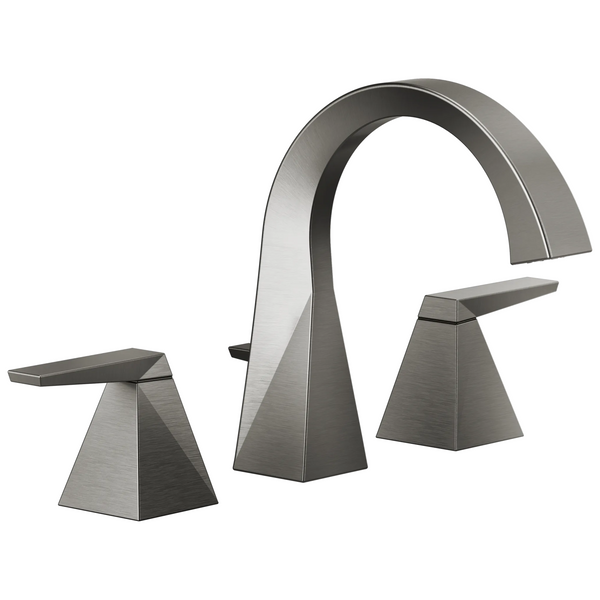 Delta Trillian: Two Handle Widespread Bathroom Faucet - Lumicoat Black Stainless / Curve w/o Tab - D