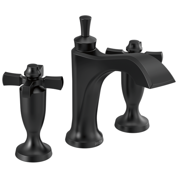 Delta Dorval: Two Handle Widespread Bathroom Faucet - / Curve w/o Tab - D11 / Metal Pop-