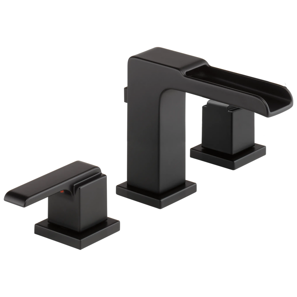 Delta Ara: Two Handle Widespread Channel Bathroom Faucet - / Curve w/o Tab - D11 / Metal