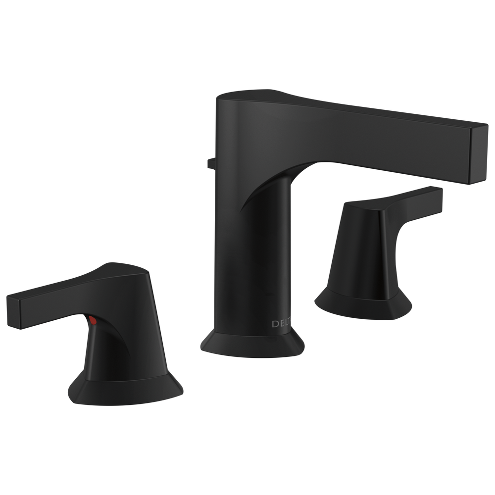Delta Zura: Two Handle Widespread Bathroom Faucet - / Curve w/o Tab - D11 / Metal Pop-Up
