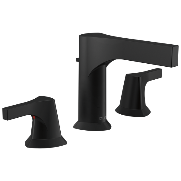 Delta Zura: Two Handle Widespread Bathroom Faucet - / Curve w/o Tab - D11 / Metal Pop-Up