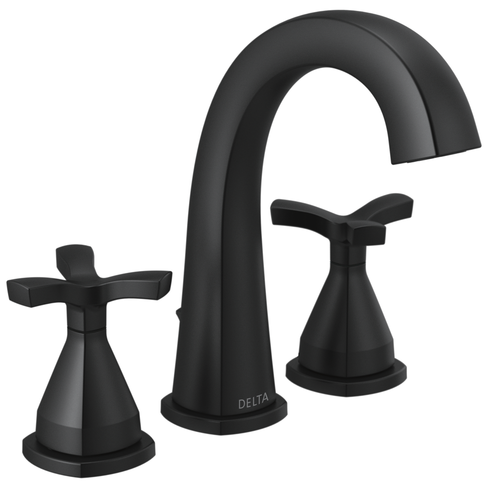 Delta Stryke: Widespread Faucet - / Curve w/o Tab - D11 / Metal Pop-Up Drain