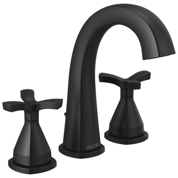 Delta Stryke: Widespread Faucet - / Curve w/o Tab - D11 / Metal Pop-Up Drain