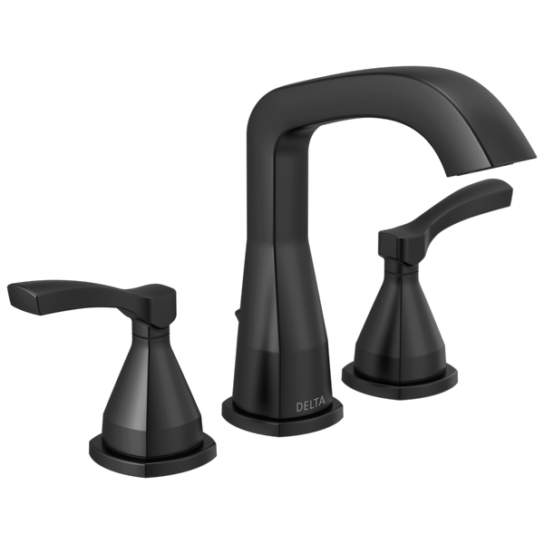 Delta Stryke: Widespread Faucet - / Curve w/o Tab - D11 / Metal Pop-Up Drain