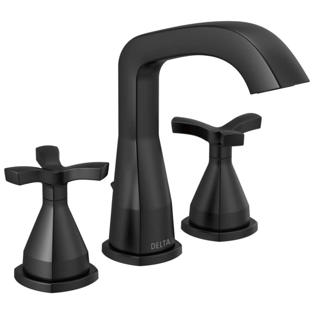 Delta Stryke: Widespread Faucet - / Curve w/o Tab - D11 / Metal Pop-Up Drain