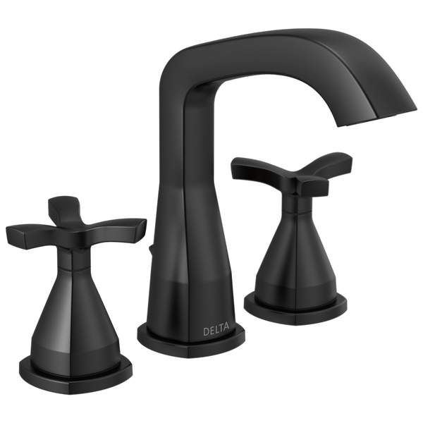 Delta Stryke: Widespread Faucet - / Curve w/o Tab - D11 / Metal Pop-Up Drain