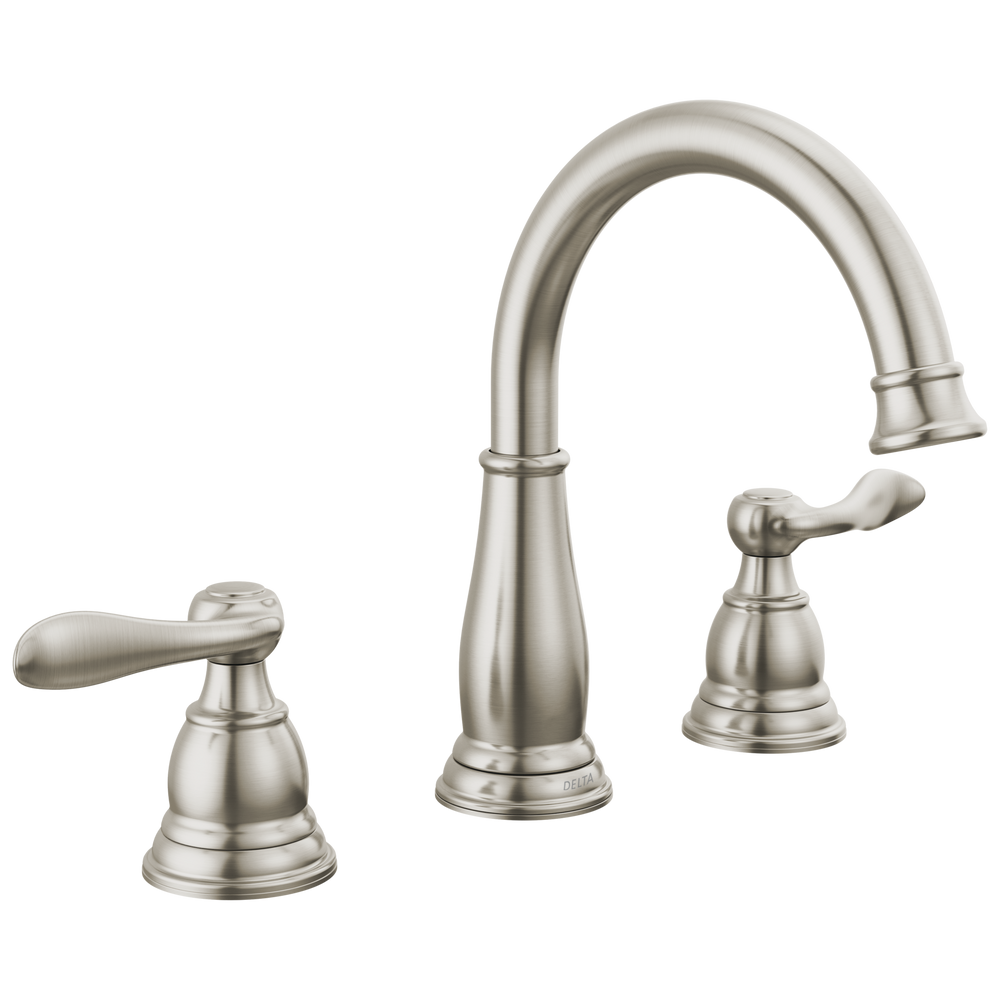 Delta Windemere: Two Handle Widespread Bathroom Faucet - / Curve w/o Tab - D11 / Stan