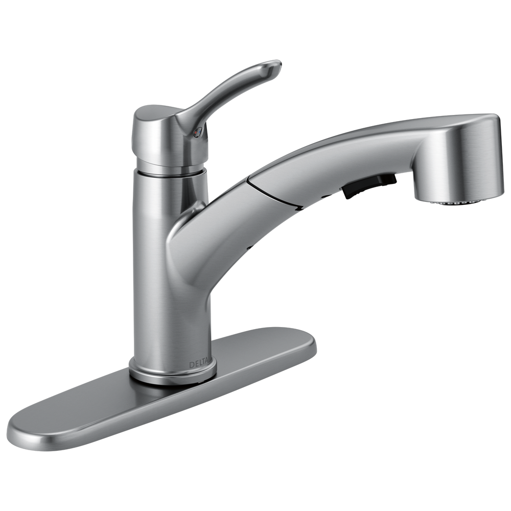 Delta Collins: Single Handle Pull-Out Kitchen Faucet - / Curve w/o Tab - D6 / Stand