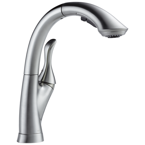 Delta Linden: Single Handle Pull-Out Kitchen Faucet - / Curve w/o Tab - D6 / Standa