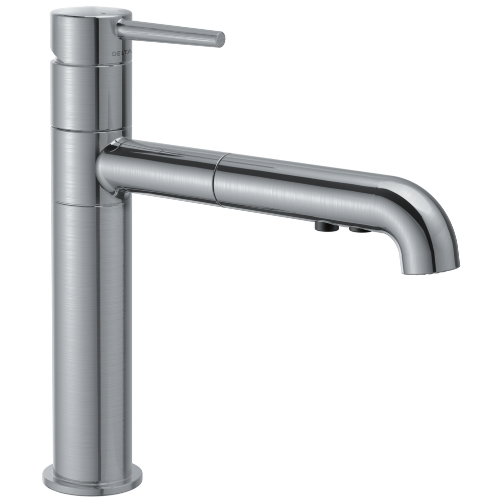 Delta Trinsic: Single Handle Pull-Out Kitchen Faucet - / Curve w/o Tab - D6 / Stand
