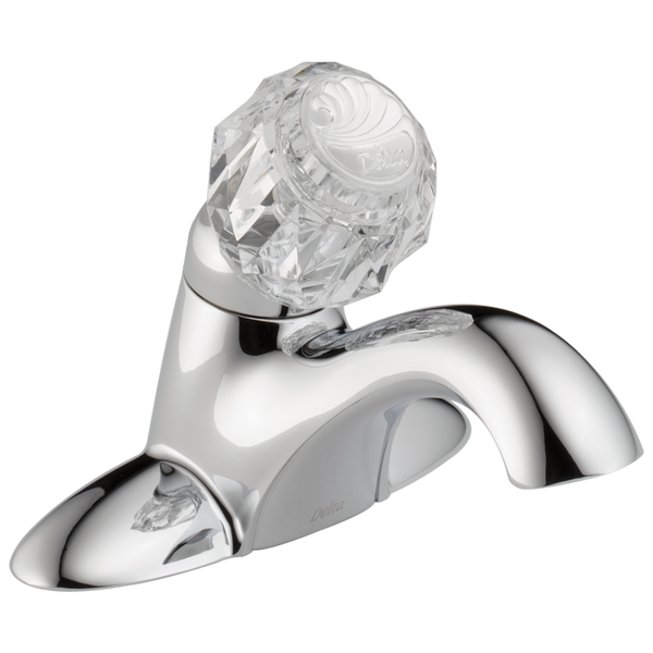 Delta Classic: Single Handle Centerset Bathroom Faucet - / Curve w/o Tab - D6 / Metal Pop-Up