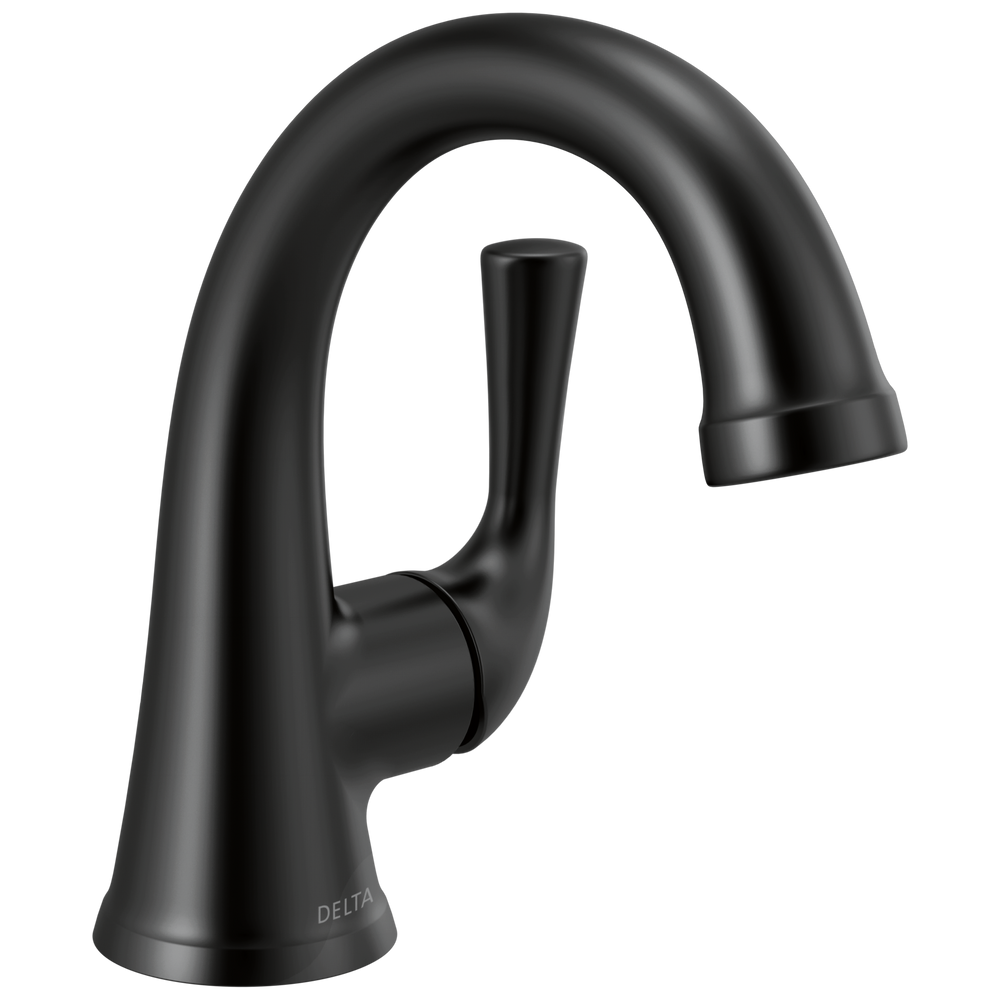 Delta Kayra: Single Handle Bathroom Faucet - / Curve w/o Tab - D6 / Metal Pop-Up Drain