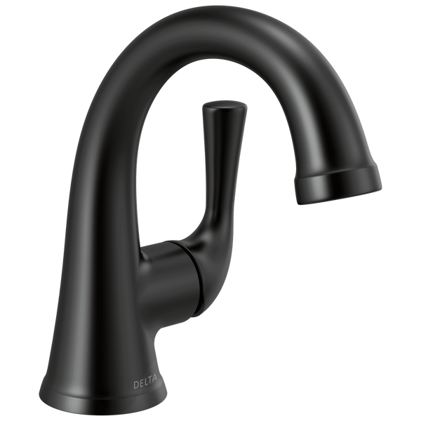 Delta Kayra: Single Handle Bathroom Faucet - / Curve w/o Tab - D6 / Metal Pop-Up Drain
