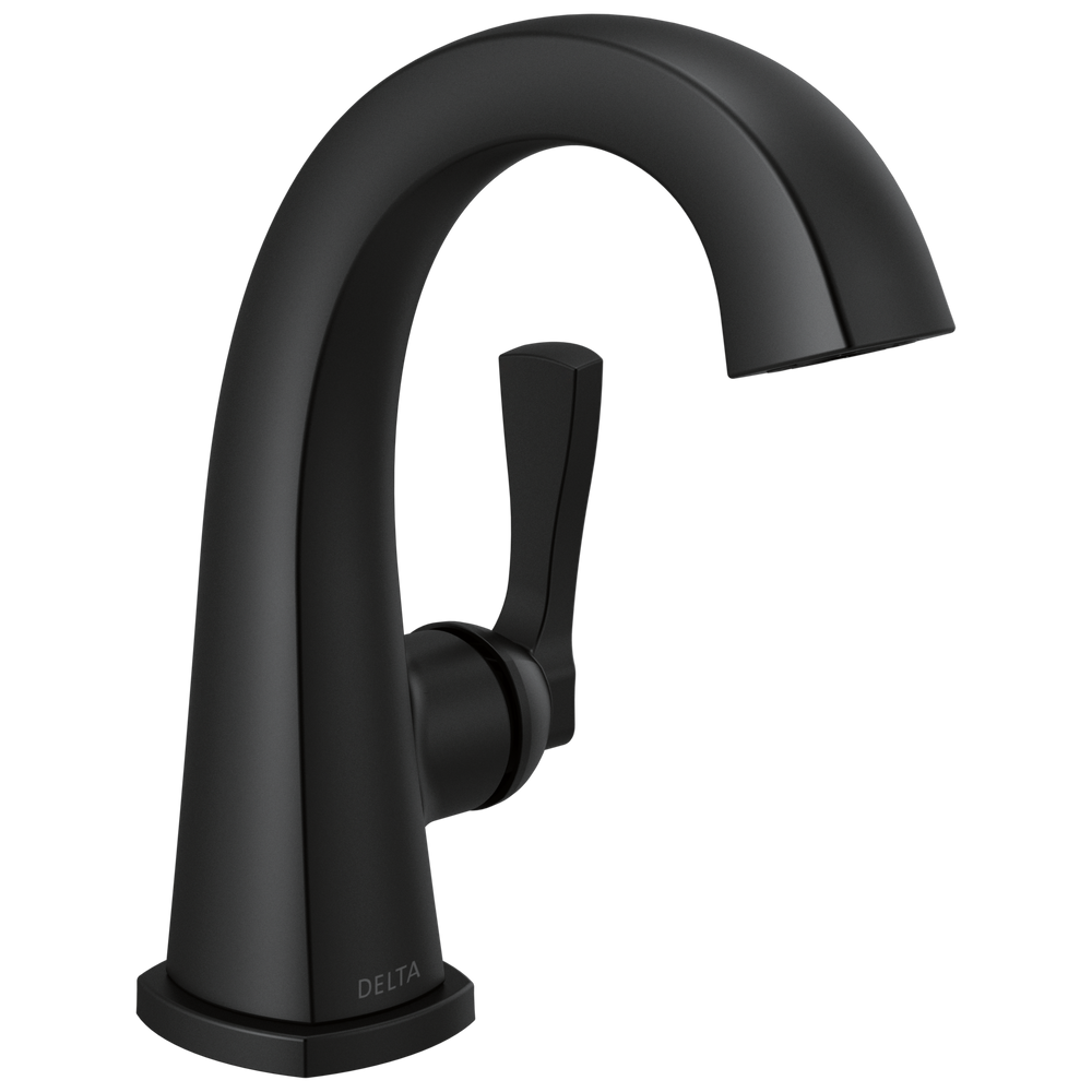 Delta Stryke: Single Handle Bathroom Faucet - / Curve w/o Tab - D6 / Metal Pop-Up Drain