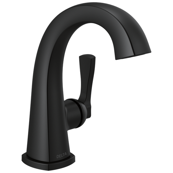 Delta Stryke: Single Handle Bathroom Faucet - / Curve w/o Tab - D6 / Metal Pop-Up Drain