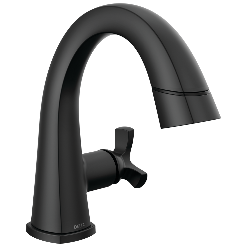 Delta Stryke: Single Handle Bathroom Faucet - / Curve w/o Tab - D6 / Pull-Down Diverter