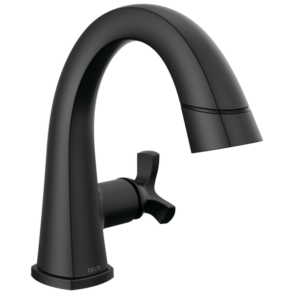 Delta Stryke: Single Handle Bathroom Faucet - / Curve w/o Tab - D6 / Pull-Down Diverter