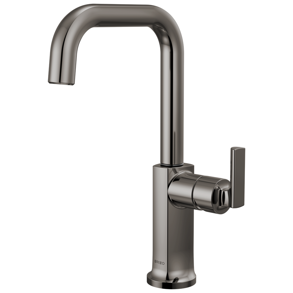 Brizo Kintsu: Bar Faucet with Square Spout - Less Handle - Brilliance Black Onyx / HLB006-BNX-L / BL