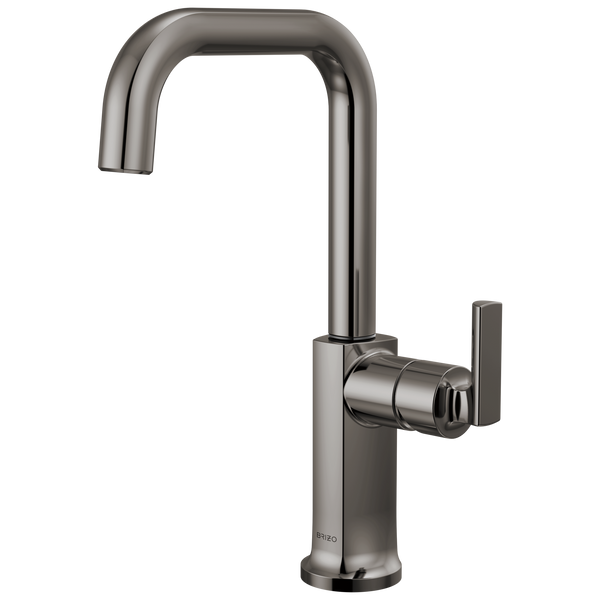Brizo Kintsu: Bar Faucet with Square Spout - Less Handle - Brilliance Black Onyx / HLB006-BNX-L / BL