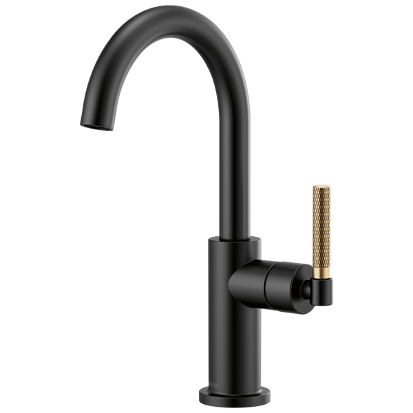 Brizo Litze: Bar Faucet with Arc Spout and Knurled Handle Kit - / Rectangle