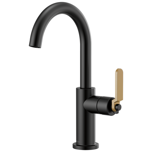 Brizo Litze: Bar Faucet with Arc Spout and Industrial Handle Kit - / Rectang