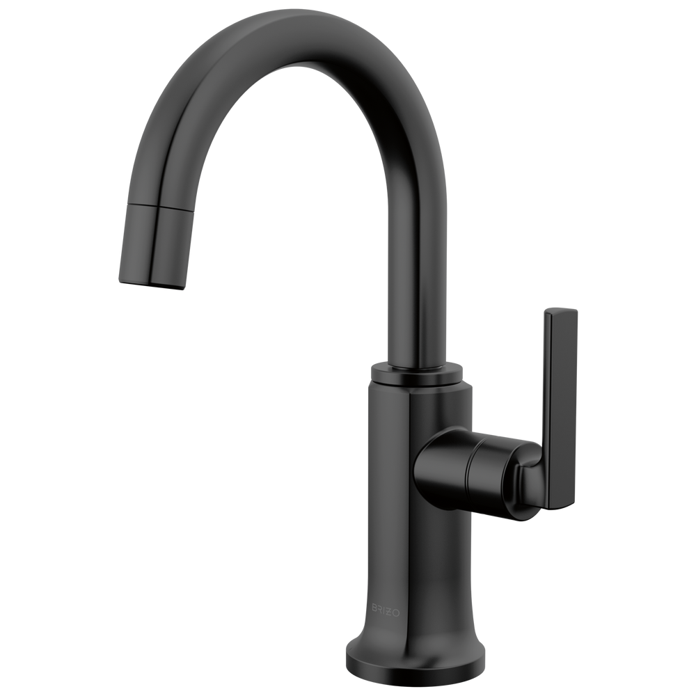 Brizo Kintsu: Beverage Faucet with Arc Spout - / Rectangle w/ Brizo Logo - BL5 / Cold Sp