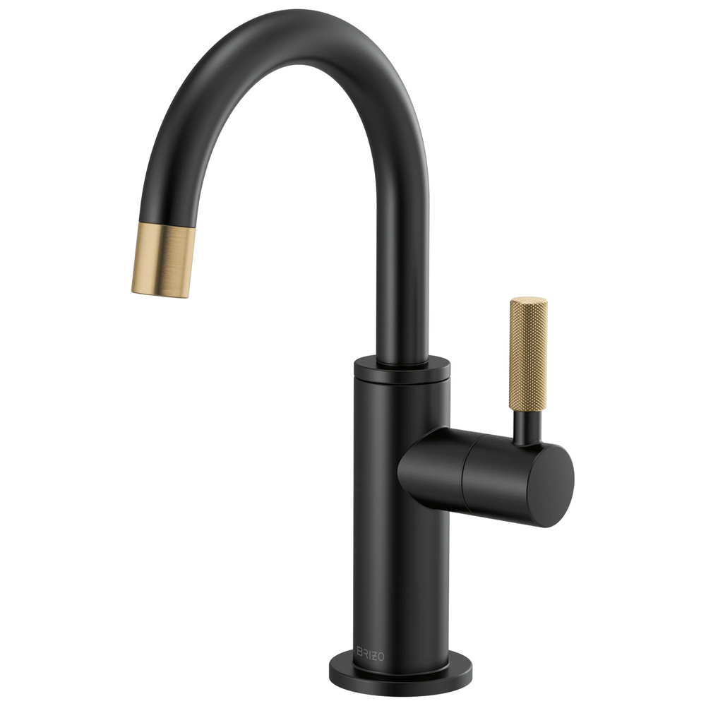 Brizo Litze: Beverage Faucet with Arc Spout and Knurled Handle - / Rectangle
